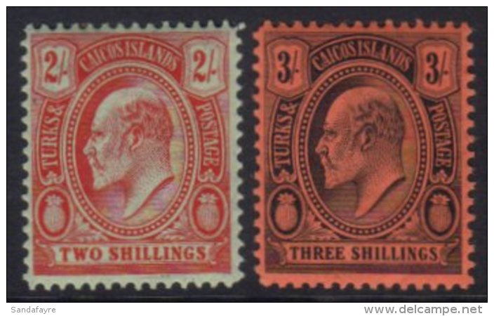 1909-11  2s Red &amp; Green And 3s Black &amp; Red, SG 125/126, Very Fine And Fresh Mint. (2 Stamps) For More... - Turks And Caicos