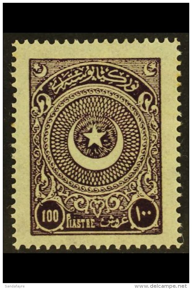 1923-25  100pi Dark Violet 'Star &amp; Half-moon In Circle', Mi 824, Very Fine Mint. Superb Well Centered Stamp.... - Other & Unclassified