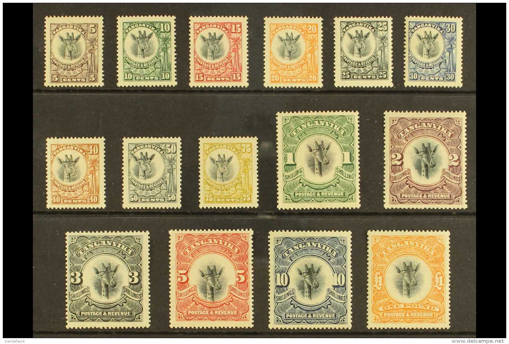 1922-4  GIRAFFE Definitives, Complete Set, SG 74/88a, Fine Mint (15). For More Images, Please Visit... - Tanganyika (...-1932)