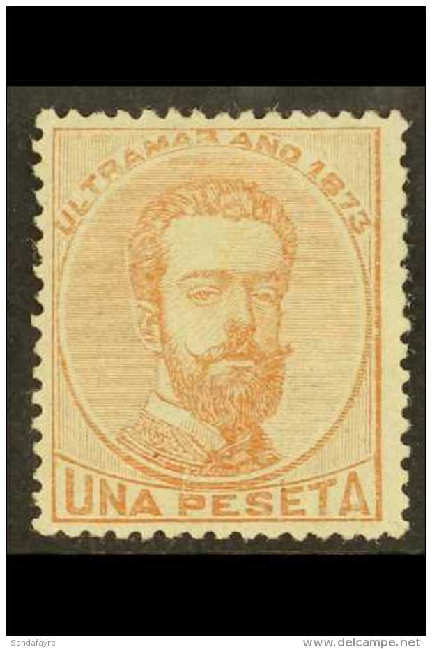 CUBA  1873 1p Chestnut King Amadeo (SG 55, Edifil Ant 27), Fine Mint With Large Part Og, Signed, Fresh. For More... - Sonstige & Ohne Zuordnung