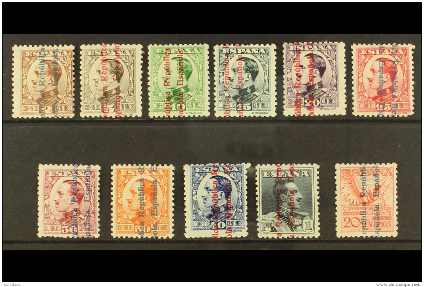 1931  "Republica" Continuously Overprinted Complete Set, SG 687/E697, Very Fine Mint. (11 Stamps) For More... - Other & Unclassified