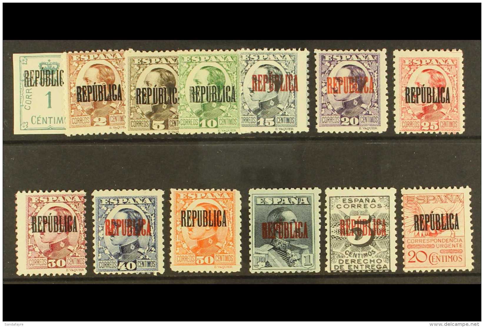 1931  "REPUBLICA" Straight Line Overprints (SG Type 118) Complete Set, SG 660/E672, Several Are With Accent Over... - Other & Unclassified