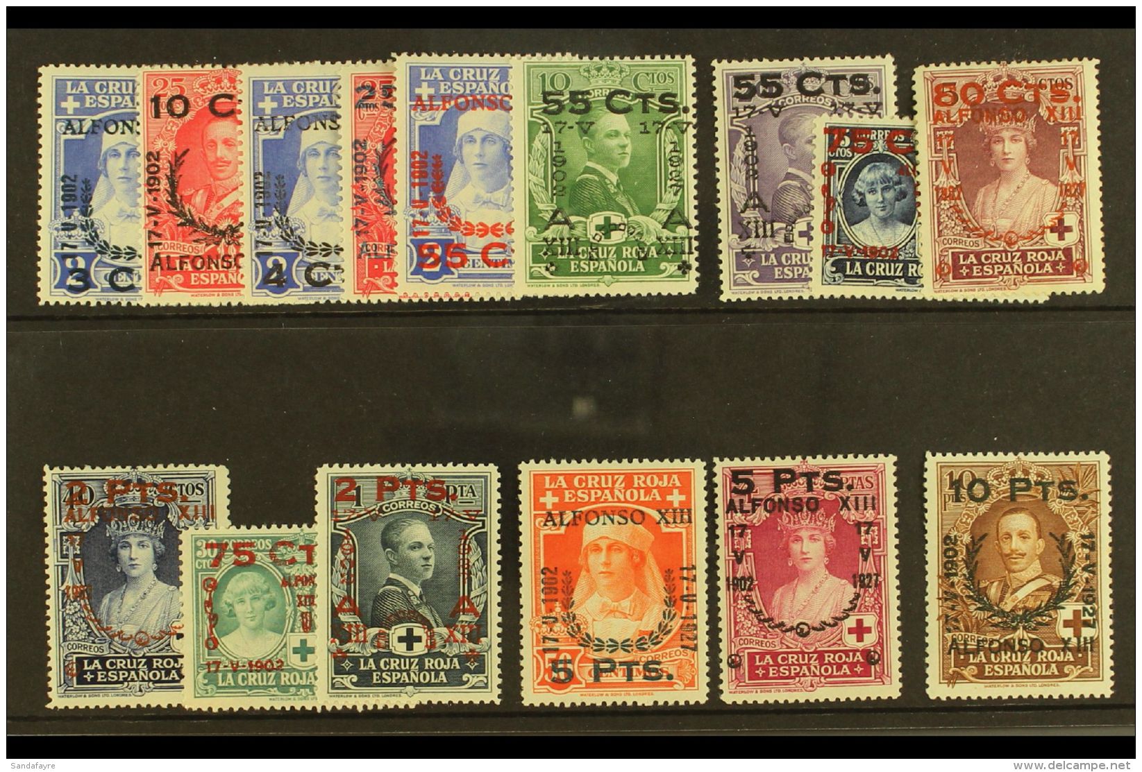 1927  25th Anniv Of Coronation / Red Cross Set Surcharged, SG 430/444, Very Fine And Fresh Mint. (15 Stamps) For... - Other & Unclassified