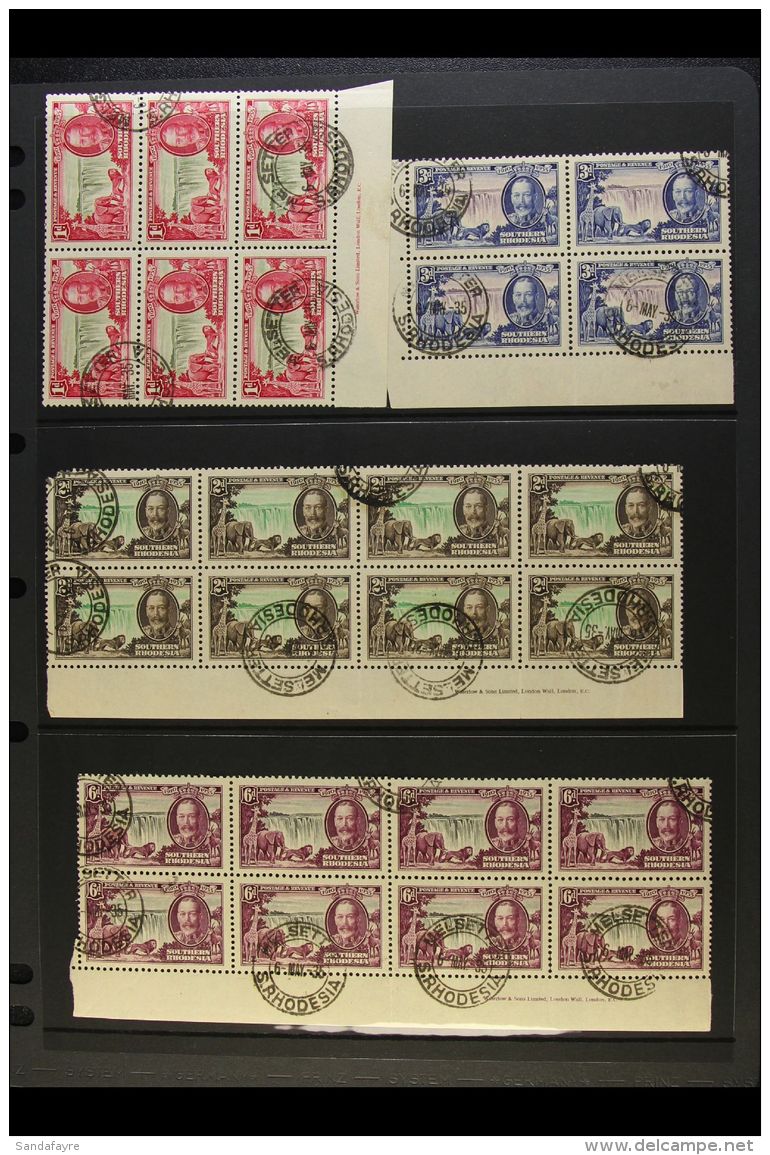 1935 SILVER JUBILEE  All Four Values In Blocks, Includes 1d In Corner &amp; IMPRINT Blocks Of 6, 2d In Irregular... - Southern Rhodesia (...-1964)