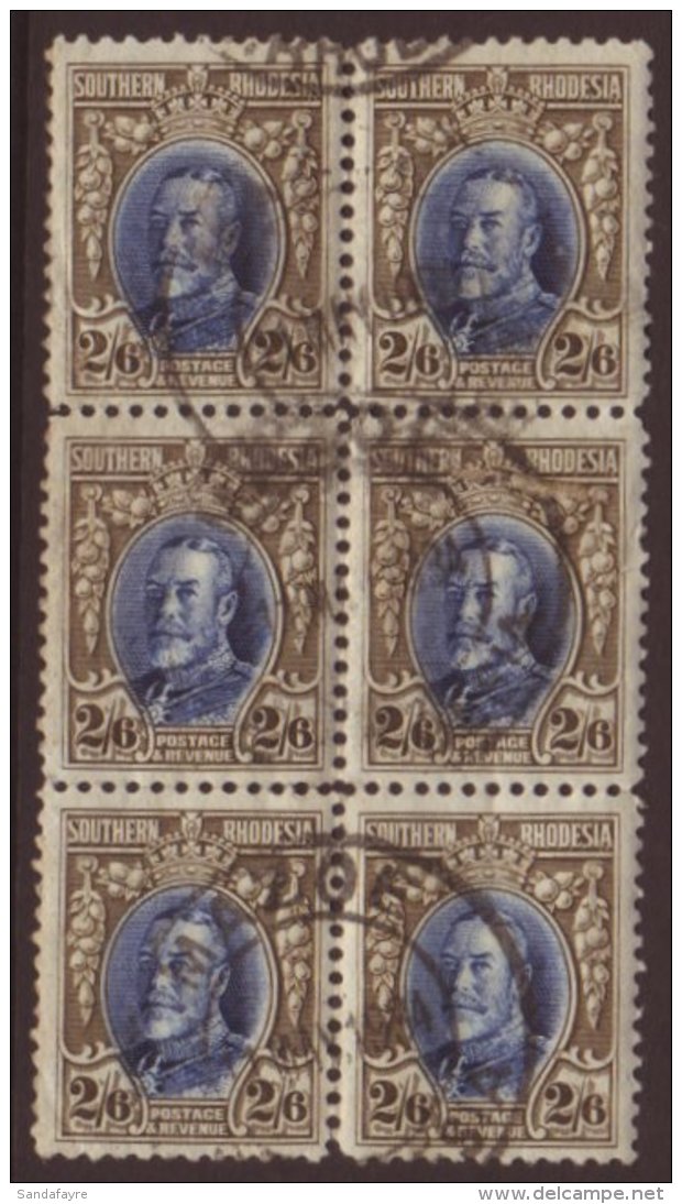 1931-37  2s6d Blue And Drab, SG 26, Fresh Cds Used Block Of Six. For More Images, Please Visit... - Südrhodesien (...-1964)