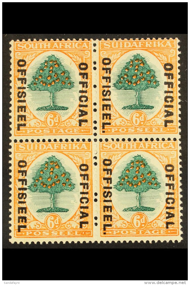 OFFICIAL VARIETY  1930-47 6d Stop Varieties On English &amp; Afrikaans Stamps, SG O16a/b, Very Fine Mint Block Of... - Unclassified