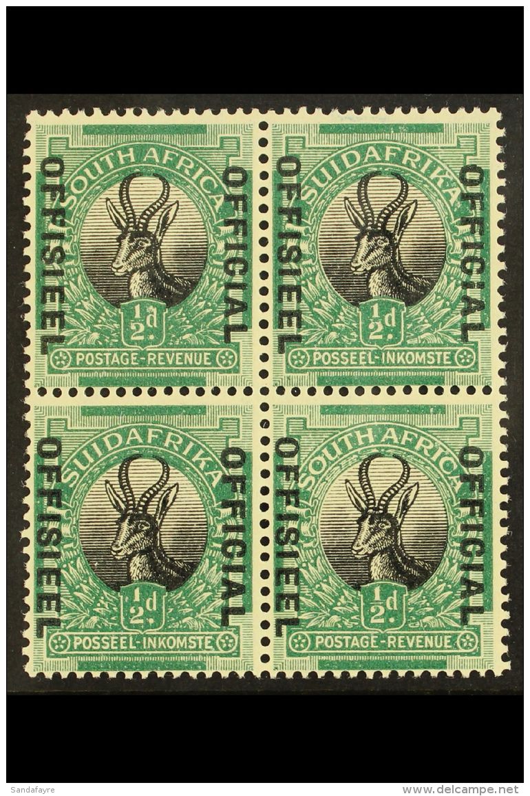 OFFICIAL VARIETY  1929-31 &frac12;d Block Of 4, Upper Pair With Broken "I" In "OFFICIAL" And Lower Pair With... - Ohne Zuordnung