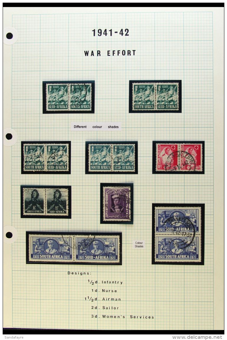 1941-6 WAR EFFORT USED COLLECTION  Includes Large Wars Set With Shades, Bantam Set With Shades, Mostly In Blocks... - Unclassified