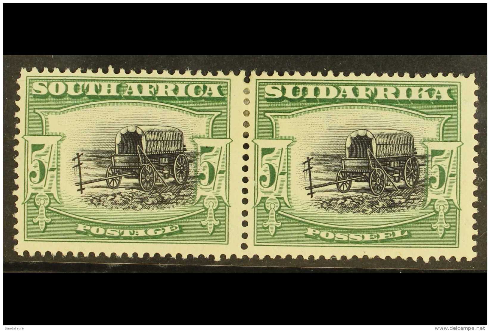 1927-30  5s Black And Green, Perf 14 X 13&frac12;, SG 38a, Fine Mint Horiz Pair. For More Images, Please Visit... - Unclassified