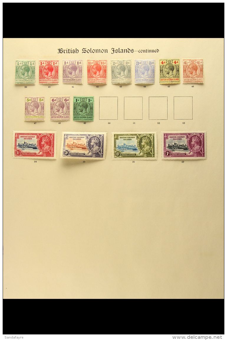 1908-1935 FINE MINT COLLECTION ON "NEW IMPERIAL" LEAVES  All Different. With 1908-11 Set To 2&frac12;d; 1913 1d... - British Solomon Islands (...-1978)