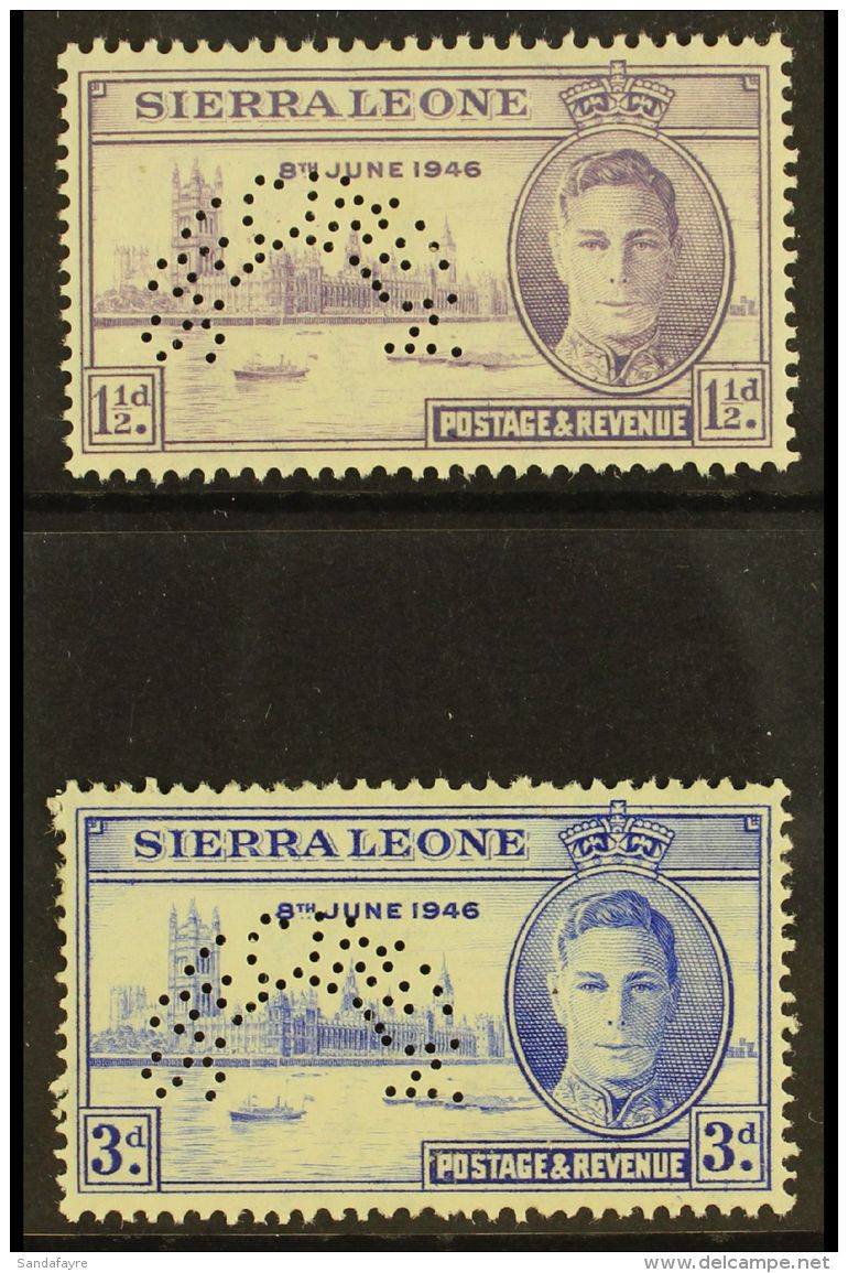 1946  Victory Pair, Perforated "Specimen", SG 201s/2s, Very Fine Mint Large Part Og. (2 Stamps) For More Images,... - Sierra Leone (...-1960)