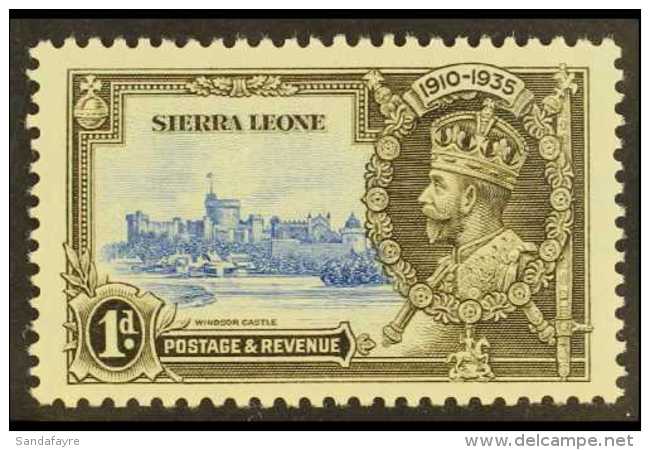 1935  1d Ultramarine &amp; Grey-black Jubilee With LIGHTNING CONDUCTOR Variety, SG 181c, Fine Never Hinged Mint,... - Sierra Leone (...-1960)