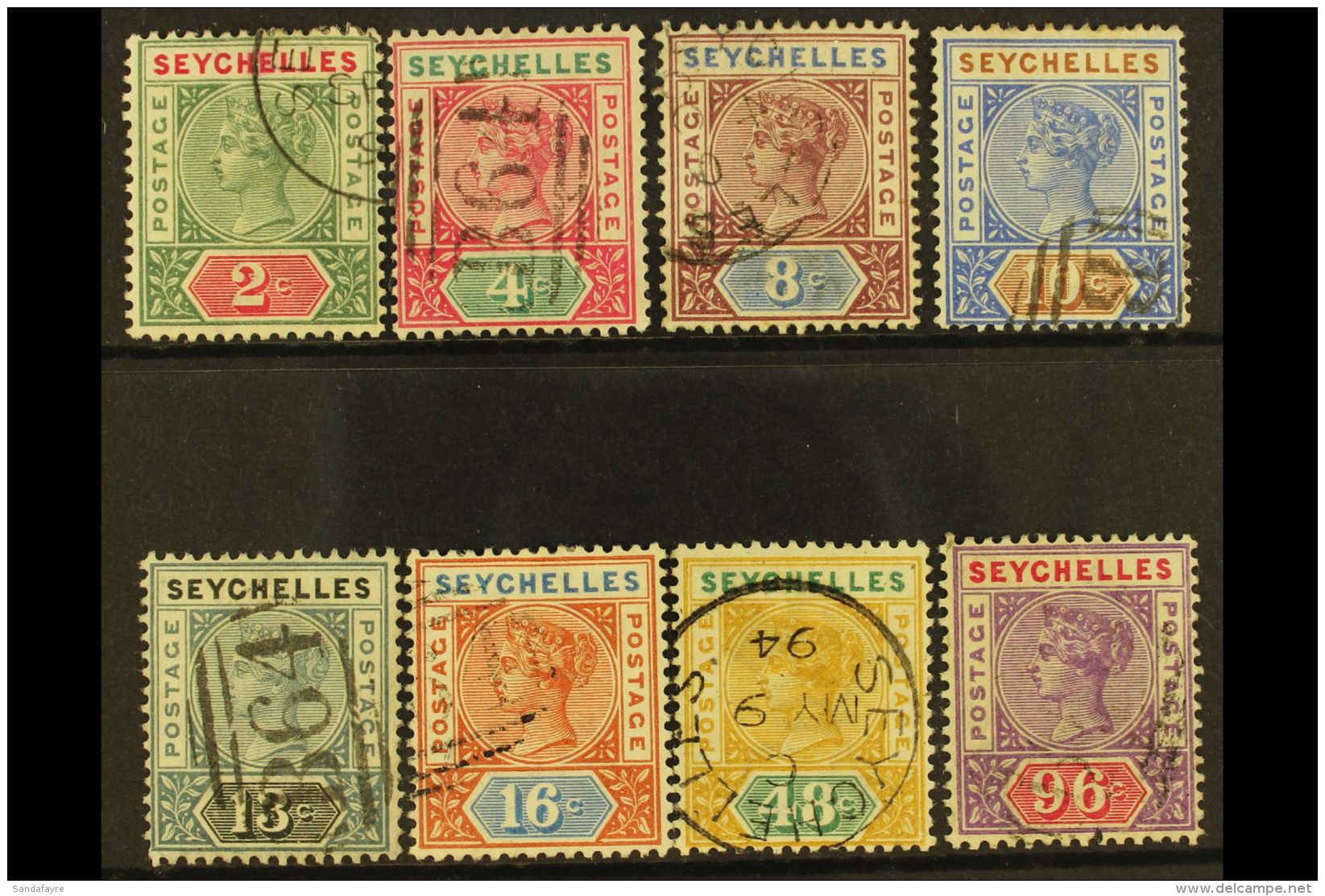 1890-92  Complete Die I Set, SG 1/8, Fine Used. (8) For More Images, Please Visit... - Seychelles (...-1976)