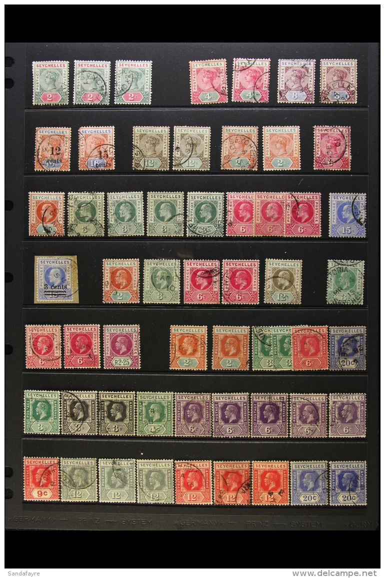 1890-1980 USED COLLECTION  Presented On Stock Pages. Includes A Small QV Range To 12c &amp; 15c On 16c, KEVII... - Seychellen (...-1976)