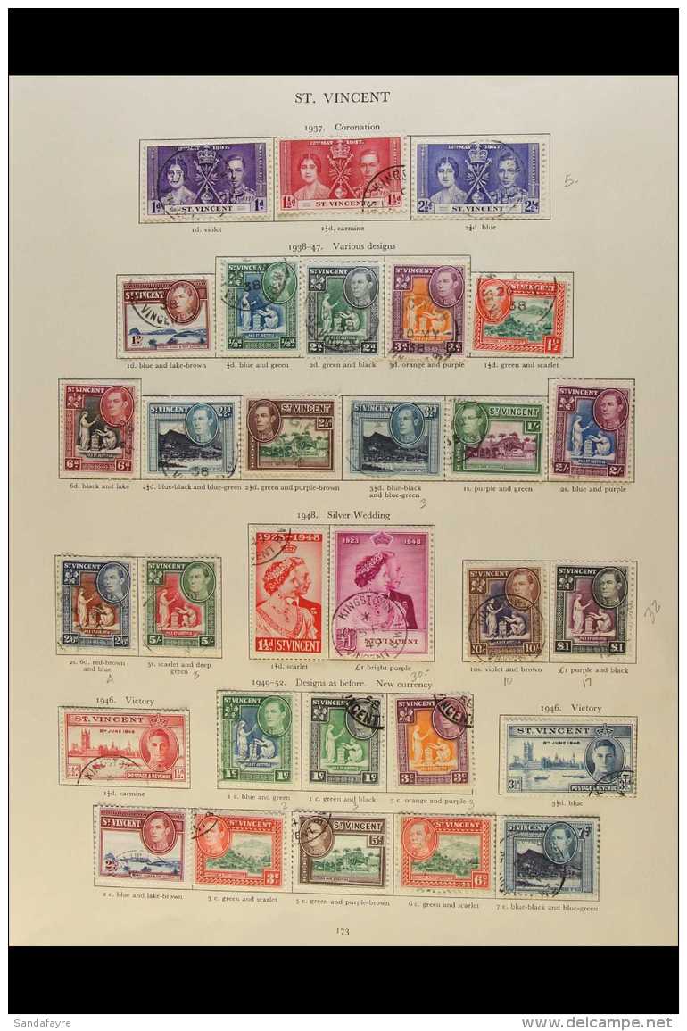 KING GEORGE VI ISSUES COMPLETE  1937-52 Fine Used Collection On An Album Page, SG 146/187, Includes 1938-47 And... - St.Vincent (...-1979)