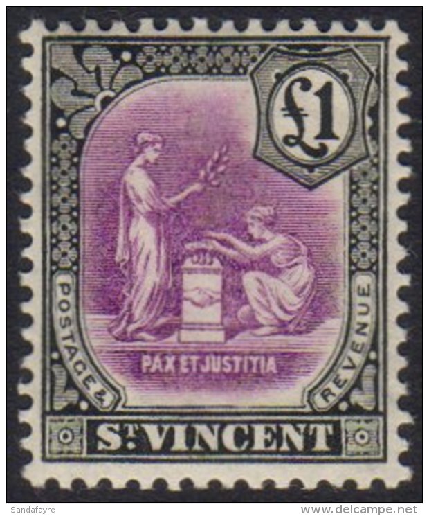 1913-17  &pound;1 Mauve And Black, Wmk Mult Crown CA, SG 120, Never Hinged Mint. Fine &amp; Fresh. For More... - St.Vincent (...-1979)