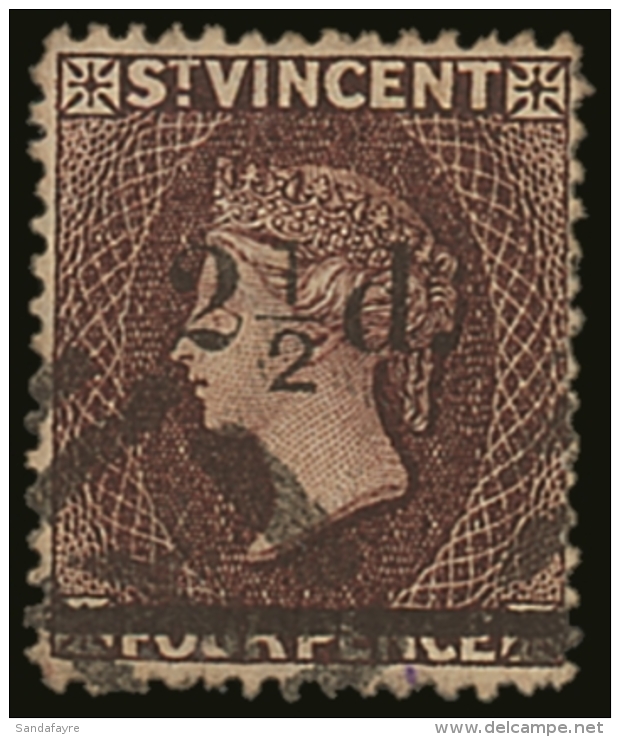 1890  2&frac12;d On 4d Chocolate, SG 54, Very Fine Used. Not Often Seen In This Condition. For More Images,... - St.Vincent (...-1979)