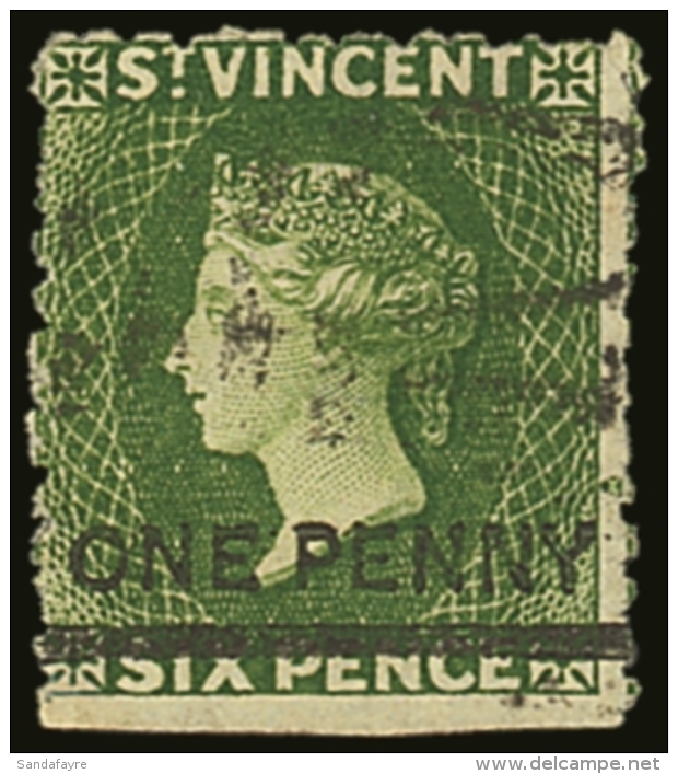 1881  1d On 6d Bright Green, SG 34, Very Fine Used For More Images, Please Visit... - St.Vincent (...-1979)