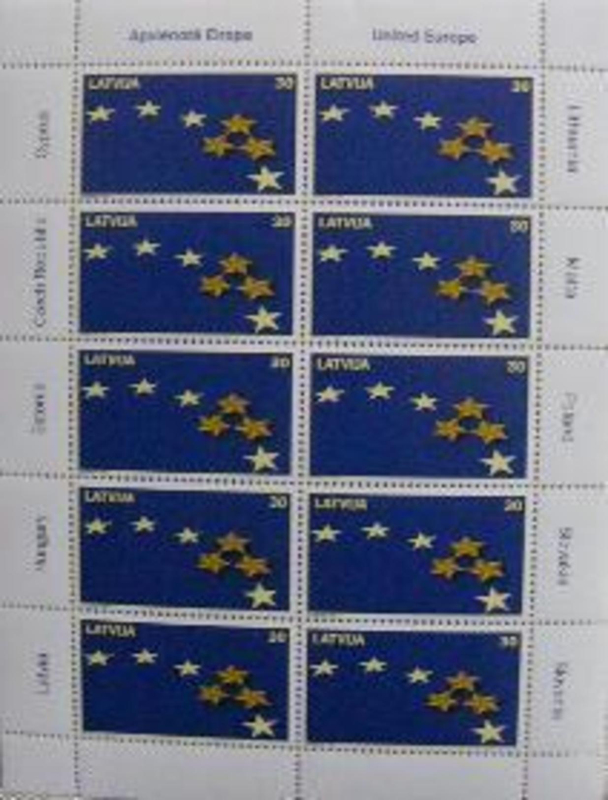 Latvia-Joint Issue Of Ten Countries - EU Candidates - European Union, 2004- Mint- Minisheet - Letonia