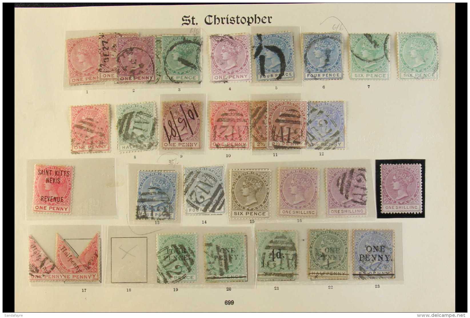 1870-88 MINT &amp; USED COLLECTION  Nice Clean Lot With 1870-82 Wmk Crown CC Values To 6d, 1882-90 Wmk Crown CA... - St.Cristopher-Nevis & Anguilla (...-1980)