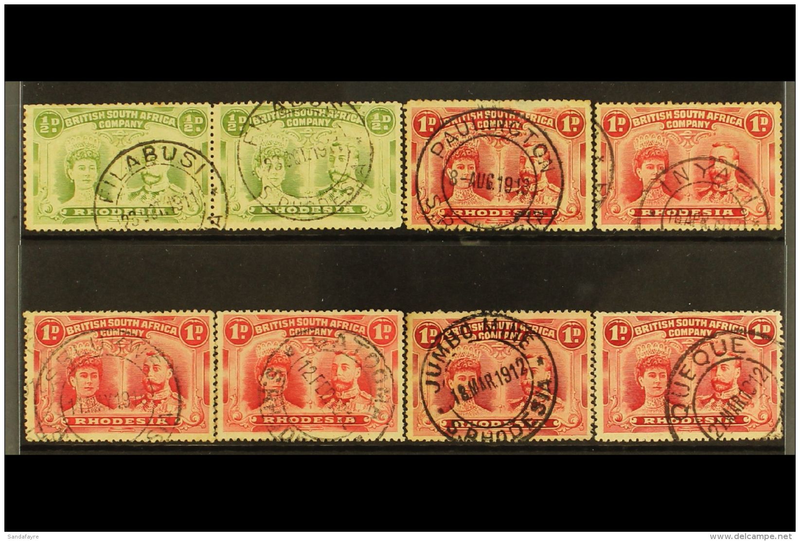 1910-13  DOUBLE HEADS With Clear Strikes Of C.d.s. POSTMARKS, We See &frac12;d Pair With Filabusi, Then 1d Values... - Sonstige & Ohne Zuordnung