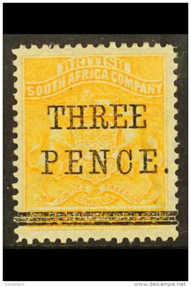 1896  3d On 5s Orange- Yellow Matabele Rebellion Provisional, SG 53, Lightly Hinged Mint. For More Images, Please... - Sonstige & Ohne Zuordnung