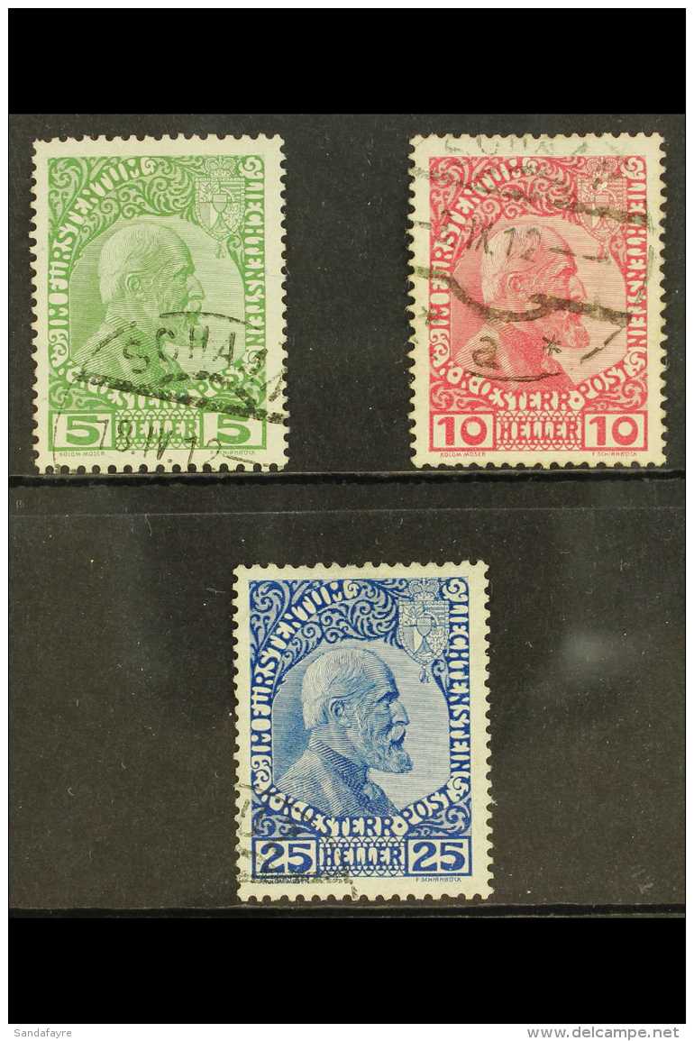 1912  Prince Johann II Set, Normal Paper, Michel 1/3y, Fine Used (3) For More Images, Please Visit... - Other & Unclassified