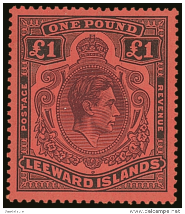 1938-51  &pound;1 Purple &amp; Black Carmine, SG 114a, Fine Mint For More Images, Please Visit... - Leeward  Islands