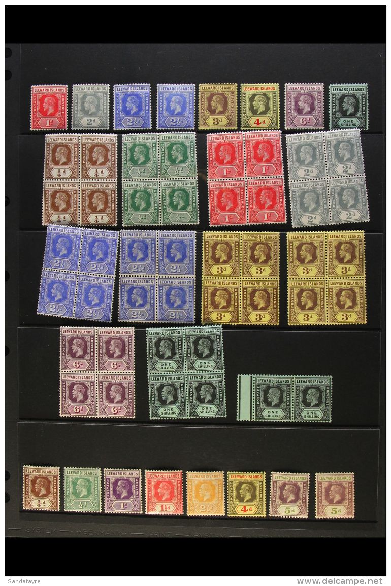 1912-22 MINT DEFINITIVES COLLECTION WITH BLOCKS OF 4  An Attractive Selection Presented On A Stock Page That... - Leeward  Islands