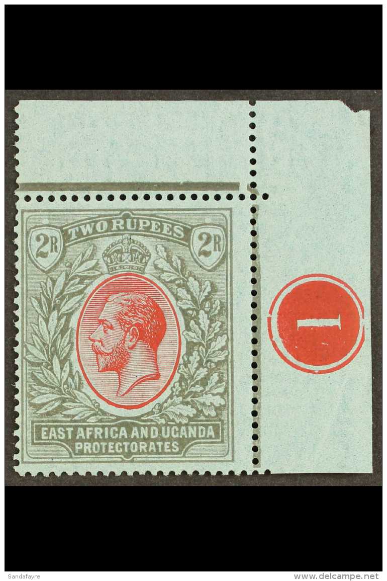 1921  2r Red And Black On Blue, SG 72, Never Hinged Mint Upper Right Corner Plate Number "1" Example. For More... - Vide