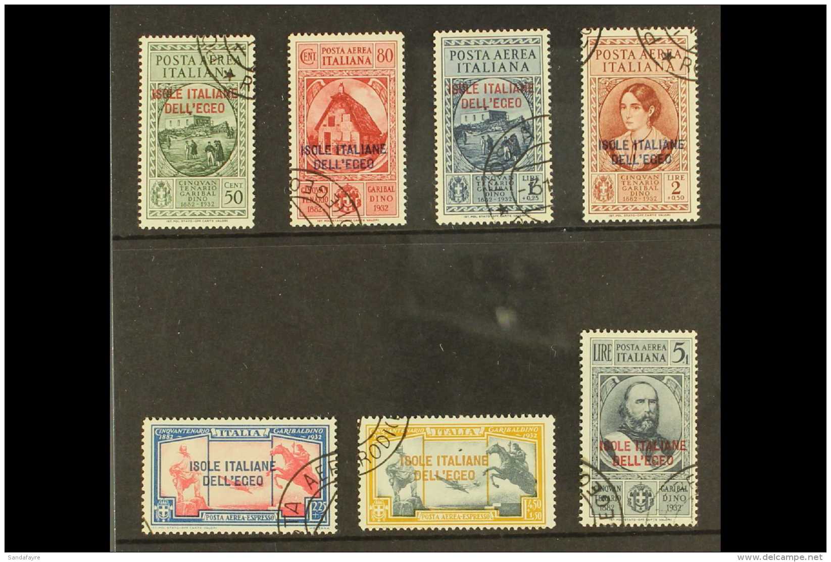 AEGEAN ISLANDS  1932 Garibaldi Air + Air Express Set Complete, Sass. S. 30, Very Fine Used. Scarce Set, Cat... - Other & Unclassified