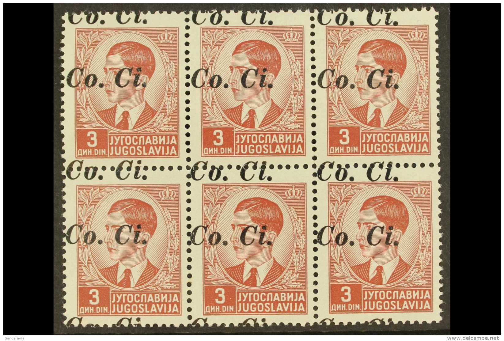 WWII - OCCUPATION OF KUPA (FIUME)  1941 3d Red Brown, Overprinted "Co. Ci.", Variety "overprint Double", Sass... - Ohne Zuordnung