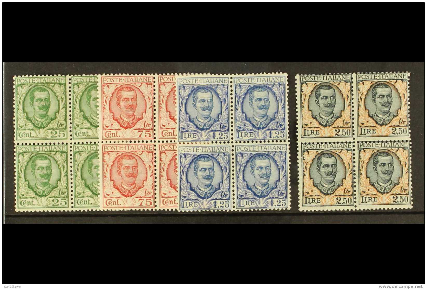 1926  25c - 2L50 "Floreale" Set, Sass S41, In Superb NHM Blocks Of 4. Cat &euro;1100  (&pound;935) (16 Stamps)... - Ohne Zuordnung