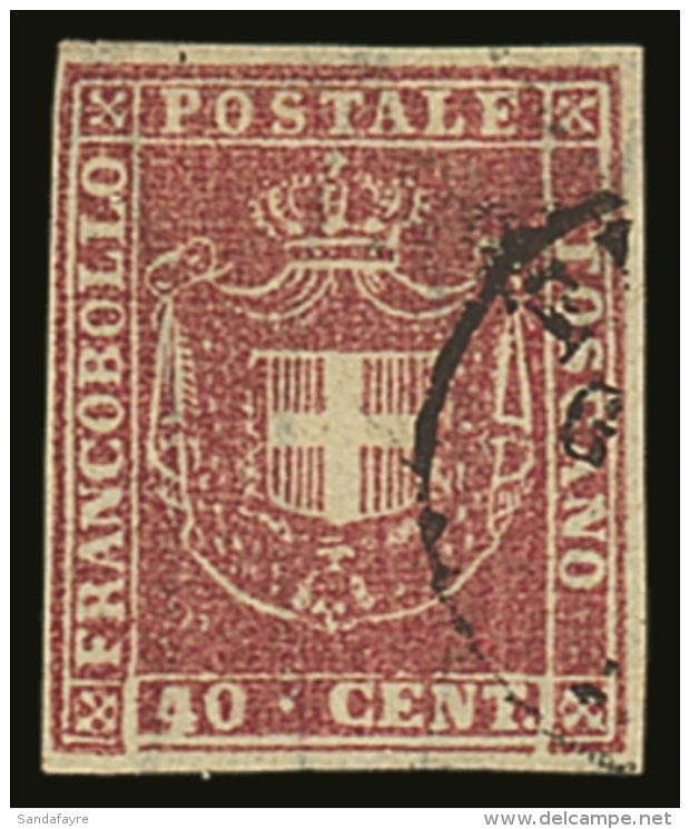 TUSCANY  1860 40c Carmine Rose, Sass 21b, Superb Used With Clear To Large Margins, Neat Cancel And Rich Colour.... - Ohne Zuordnung