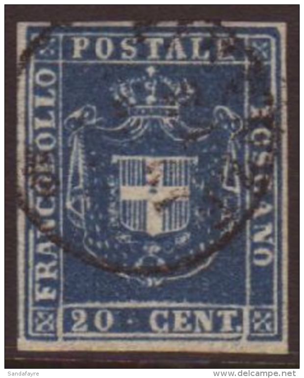 TUSCANY  1860 20c Deep Blue, Sass 20d, Fantastic Stamp With Deep Even Colour, Neat Central Cancel And Even... - Ohne Zuordnung