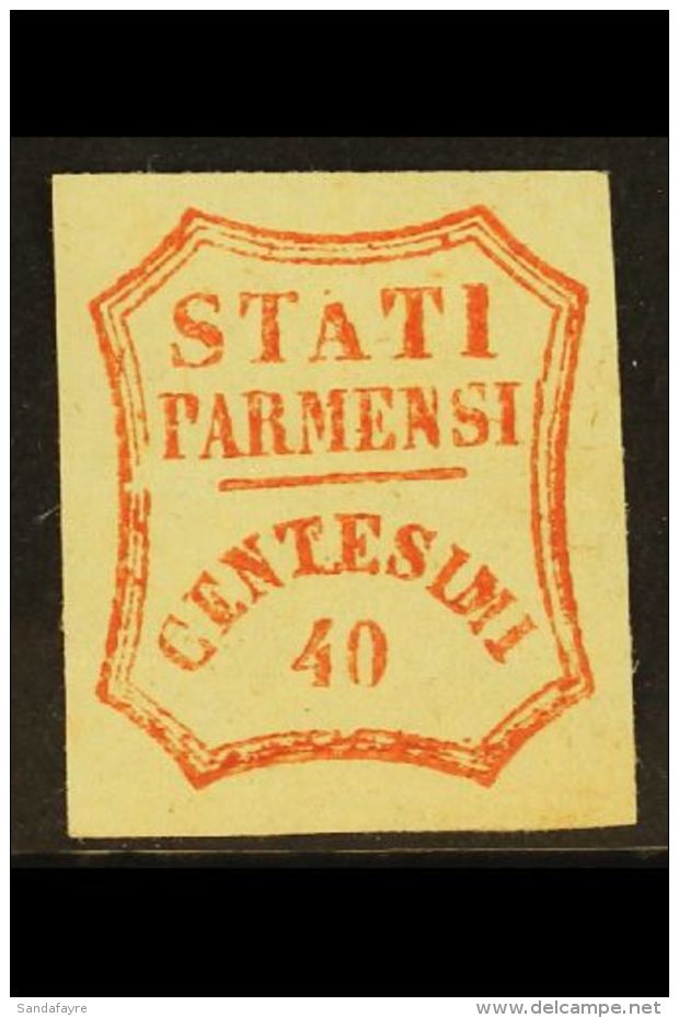 PARMA  1859 40c Vermilion, Provisional Govt, Variety "Broken A", Sass 17c, Very Fine Mint Og. For More Images,... - Ohne Zuordnung
