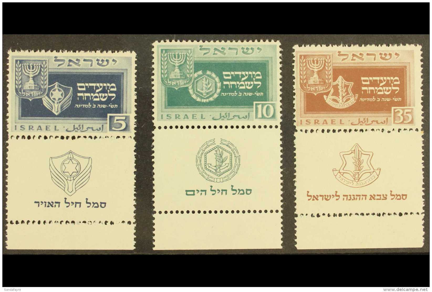 1949  Jewish New Year Set Complete, SG 18/20, Very Fine Mint Og With Full Tabs. (3 Stamps) For More Images,... - Other & Unclassified