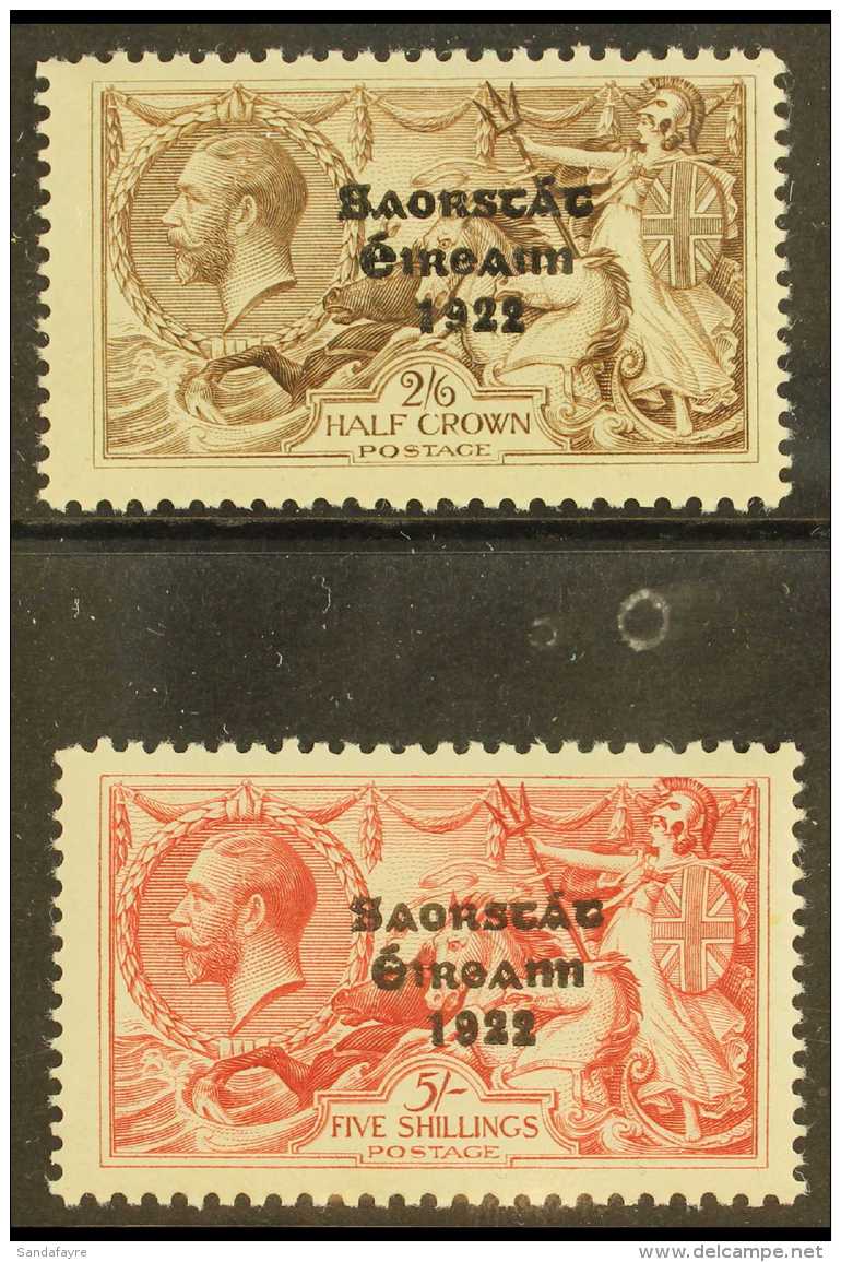 1925-28  2s6d Chocolate-brown &amp; 5s Rose-carmine Seahorses With "Saorstat" Wide Date Overprints, SG 86/87,... - Other & Unclassified