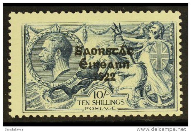 1925  10s Dull Grey-blue "Seahorse" Of Great Britain With Three Line Overprint (narrow Setting), SG 83, Never... - Sonstige & Ohne Zuordnung