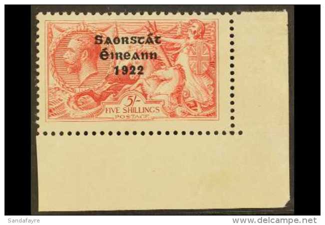 1922-23  5s Rose-carmine, Overprint With WEAK ACCENT, Hibernian T60f (SG 65 Variety), Never Hinged Mint  From The... - Other & Unclassified