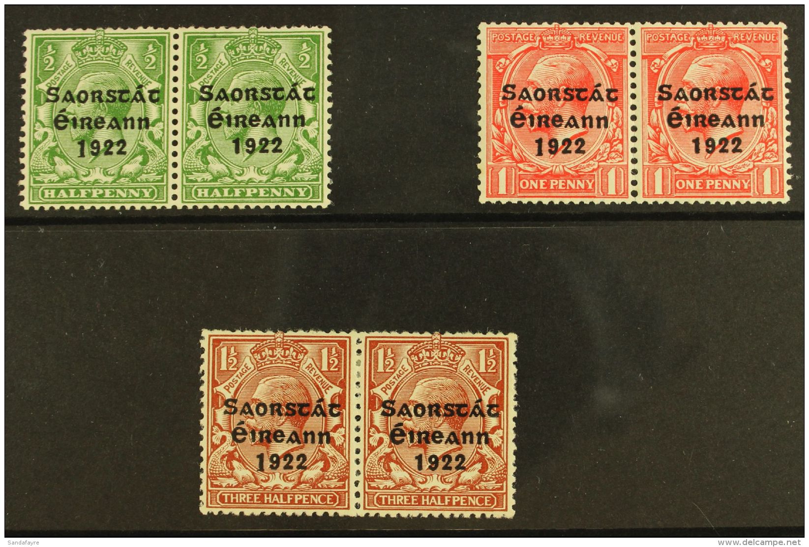 1922-23  &frac12;d Green 1d Scarlet &amp; 1&frac12;d Red-brown, SG 67/69, Fine Mint Horizontal PAIRS With All The... - Other & Unclassified