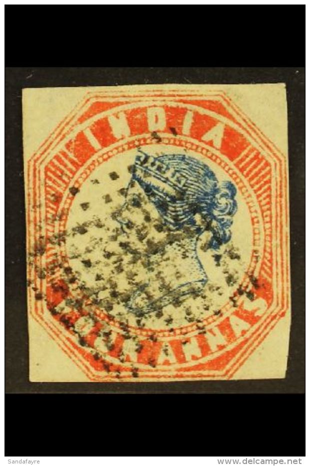 1854  4a Blue And Rose-red Head Die III, Frame Die II, SG 25, Attractive With Four Clear Margins And Neat Dotted... - Other & Unclassified