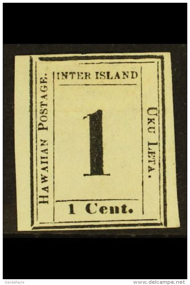 1864-5  1c Black, Numeral, Sc 19, Fine Mint No Gum. Corner Crease Bottom Right. For More Images, Please Visit... - Hawaii