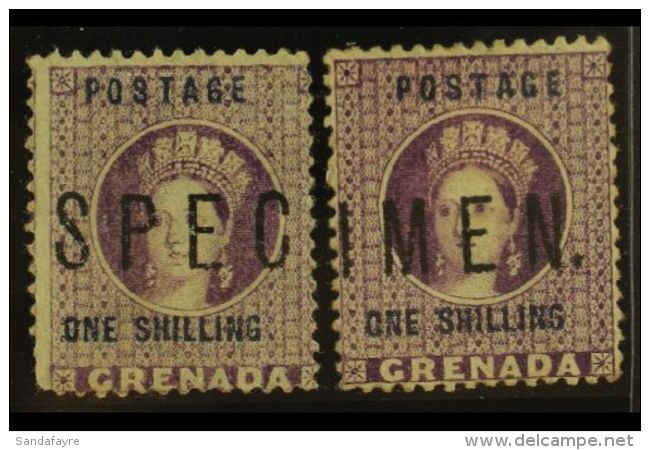 1975  1s Deep Mauve, SG 13, 2 Stamps Showing The Overprint "SPEC" And "IMEN", For Some Reason Unknown All These... - Grenada (...-1974)