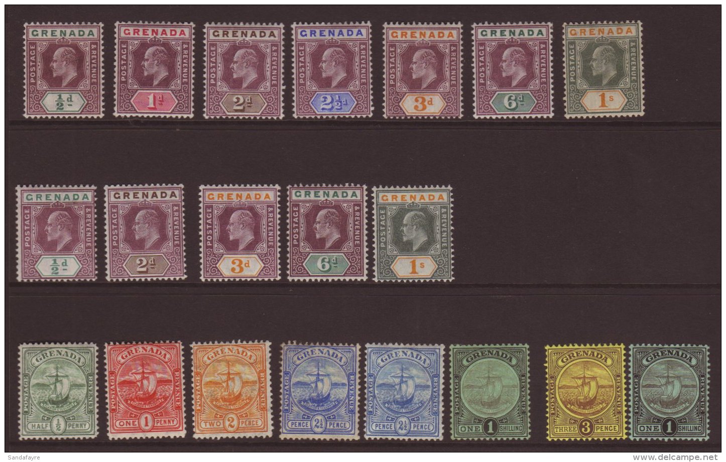 1902-11 KEVII MINT RANGE  On A Stock Card. Includes 1902 Set To 1s, 1904-06 &frac12;d, 2d, 3d, 6d And 1s, 1906... - Grenada (...-1974)