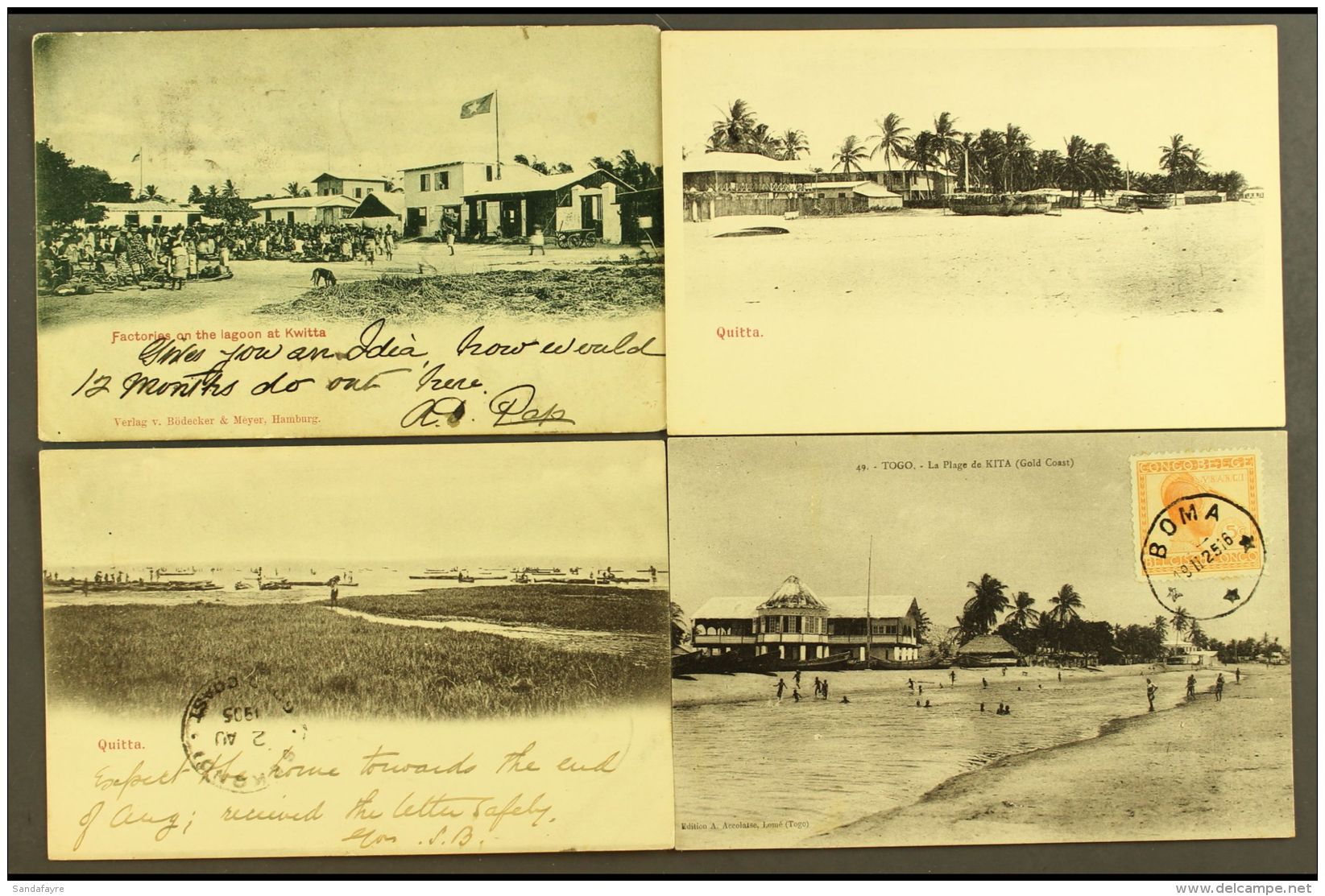 QUITTAH (KWITTA, Now KETA) - EARLY PICTURE POSTCARDS  With An Used Monochrome PPC Of Quitta Beach; Two Early... - Gold Coast (...-1957)