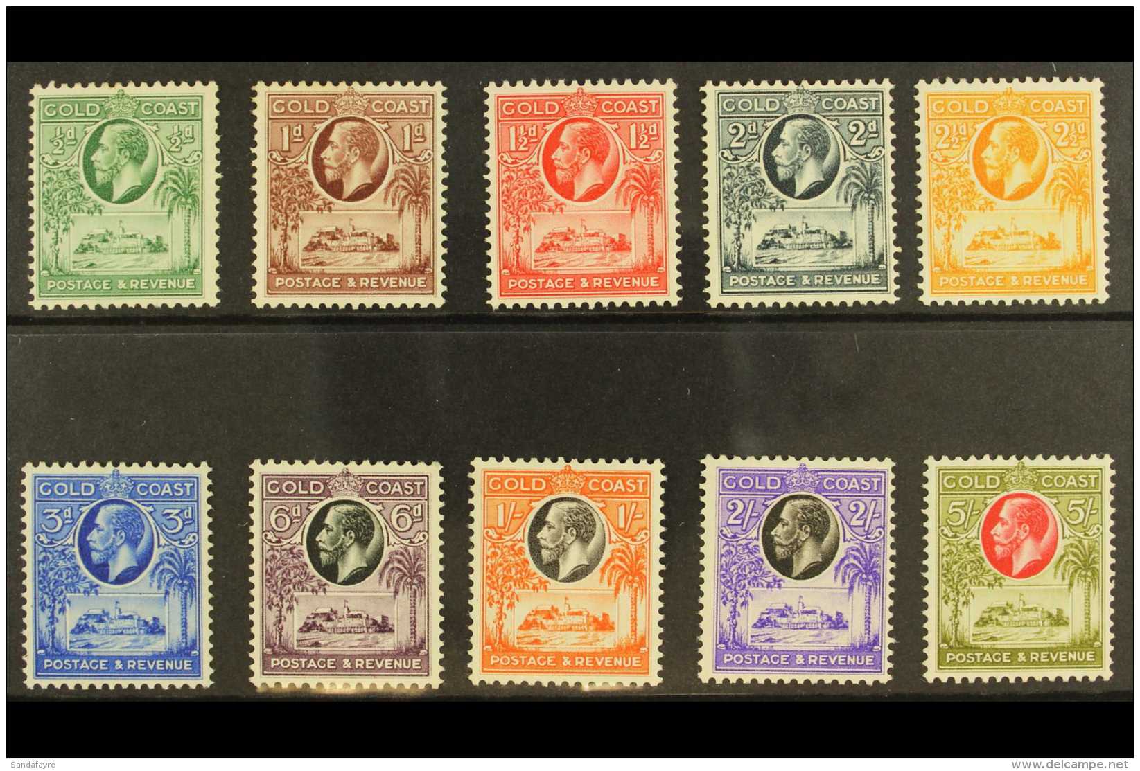 1928  "George V And Christiansborg Castle" Complete Definitive Set, SG 103/112, Very Fine Mint. (10 Stamps) For... - Goldküste (...-1957)