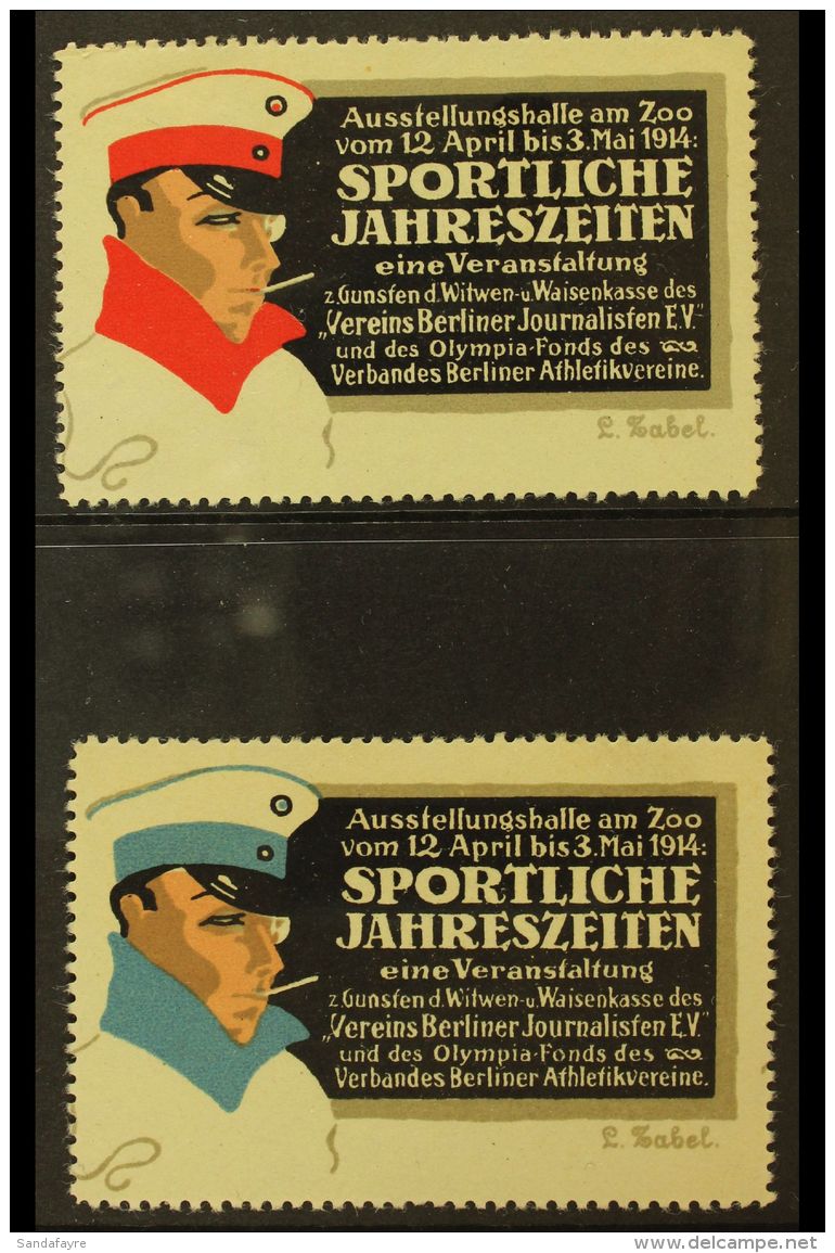 SPORT CHARITY LABELS  1914 'Sportliche Jahreszeiten' Set Of 2 Poster Stamps Issued To Raise Funds For The Widow's... - Altri & Non Classificati