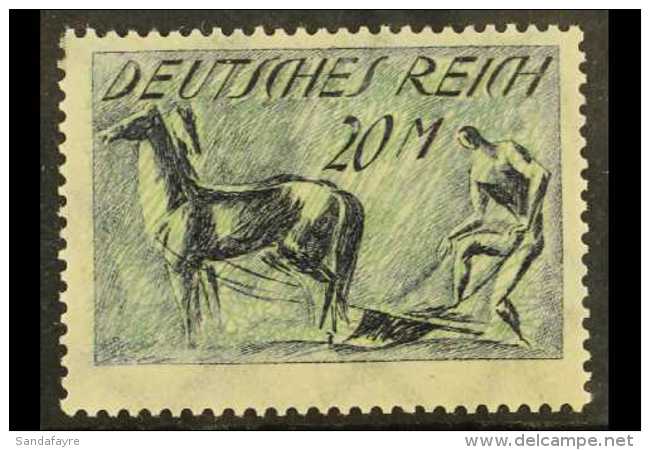 1921-22  20m Indigo &amp; Green Ploughman Wmk Mesh GREEN BACKGROUND INVERTED Variety, Michel 196 I, SG 195a,... - Other & Unclassified