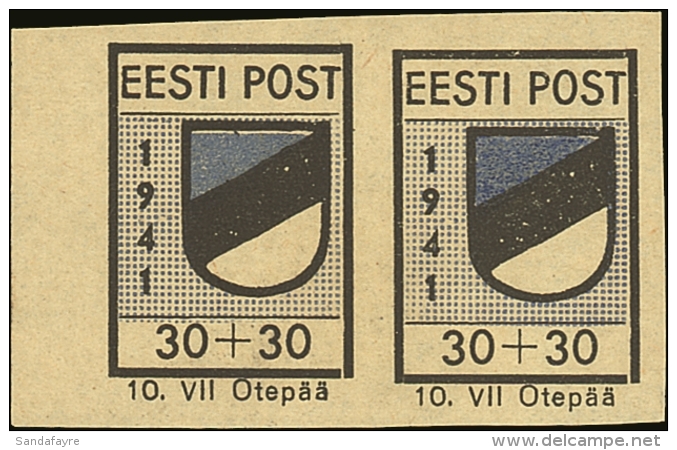 OTEPAA (ODENPAH)  1941 30k+30k Imperf Type II, Michel 2 B II, Fine Never Hinged Mint Marginal Horizontal PAIR,... - Other & Unclassified